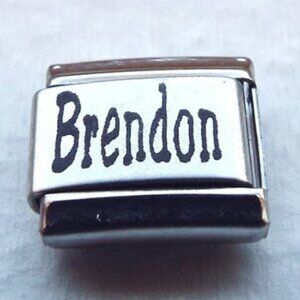 Name Brendon laser 9mm stainless steel italian charm bracelet link new